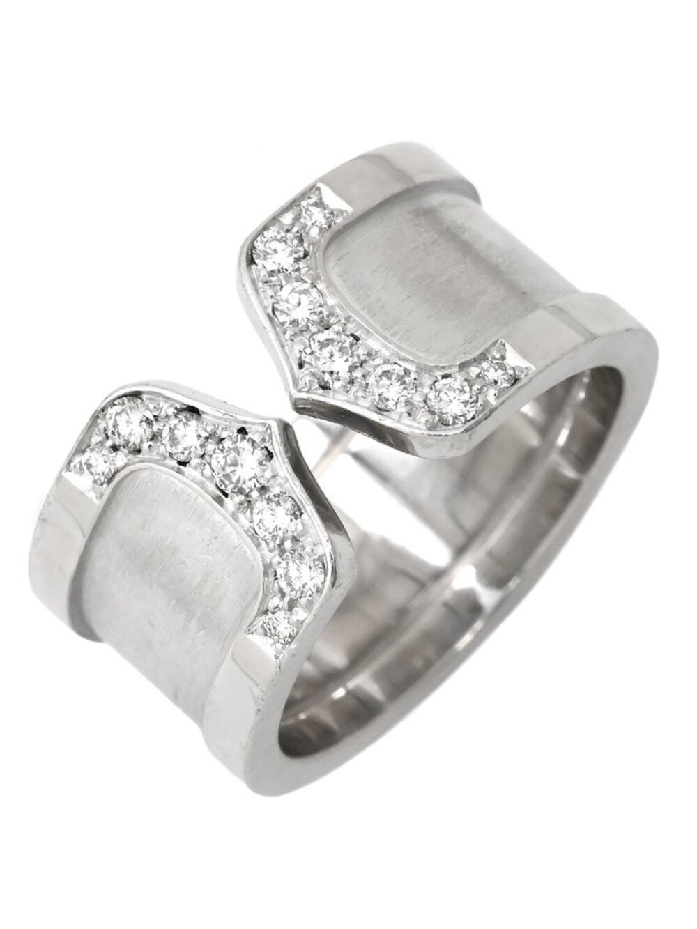 Cartier Ring C2 Diamond LM White Gold 51 Wide C de Cartier 2C 18k WG